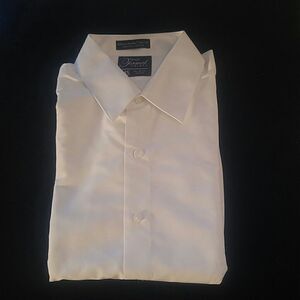MEN'S WHITE REGULAR FIT MICROFIBER TUXEDO SHIRT